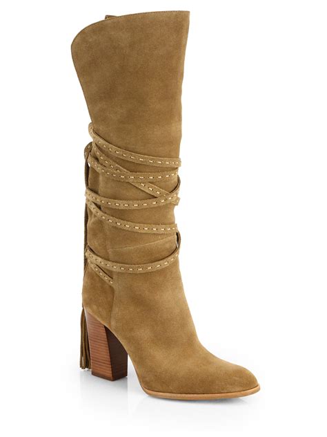 michael kors suede knee high boots|Michael Kors stiletto heel boots.